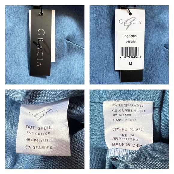 New! GRACIA Wide Leg Denim Jumpsuit - Picture 7 of 7